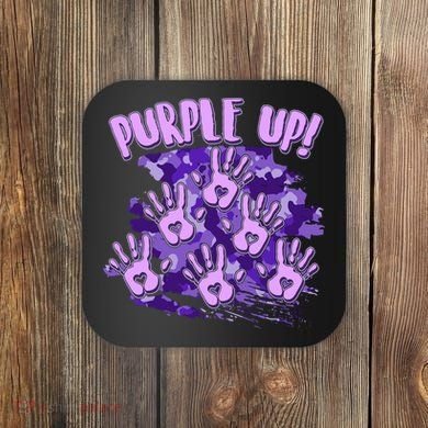 Cool Purple Camouflage Camo Hand Prints Coaster