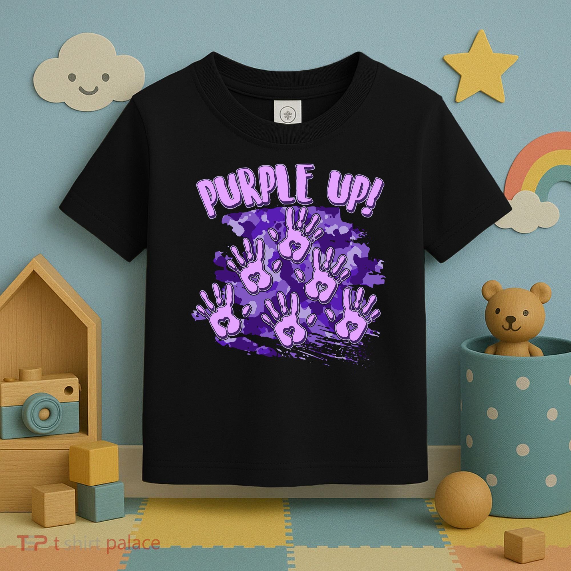 Cool Purple Camouflage Camo Hand Prints Toddler T-Shirt