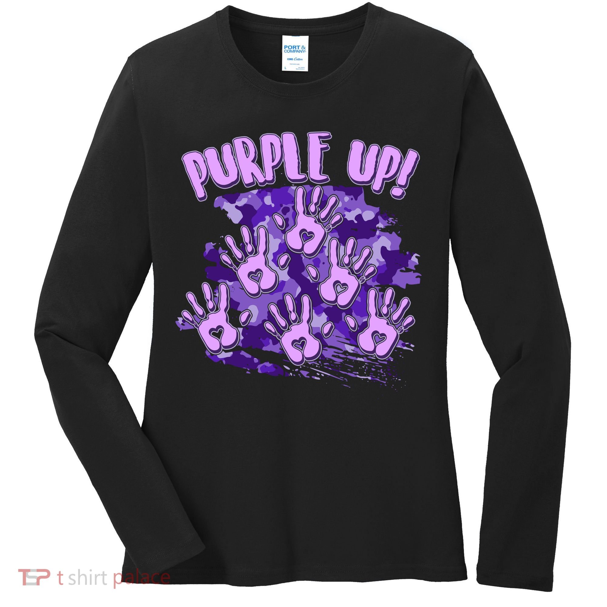 Cool Purple Camouflage Camo Hand Prints Women's Long Sleeve Shirt