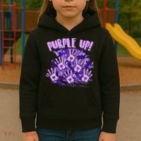 Cool Purple Camouflage Camo Hand Prints Kids Hoodie thumb 3