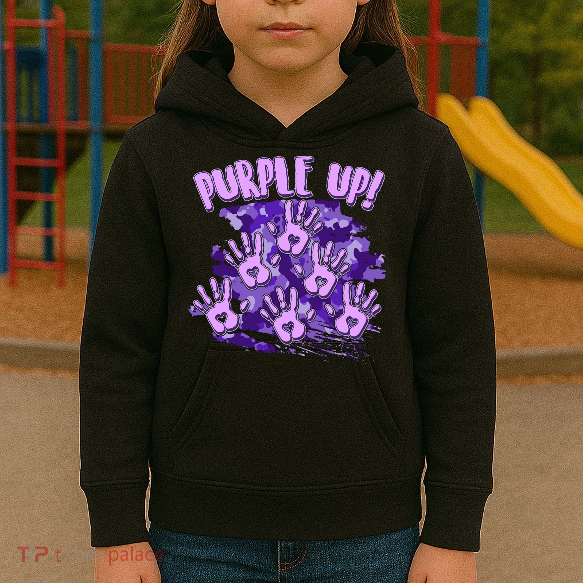Cool Purple Camouflage Camo Hand Prints Kids Hoodie