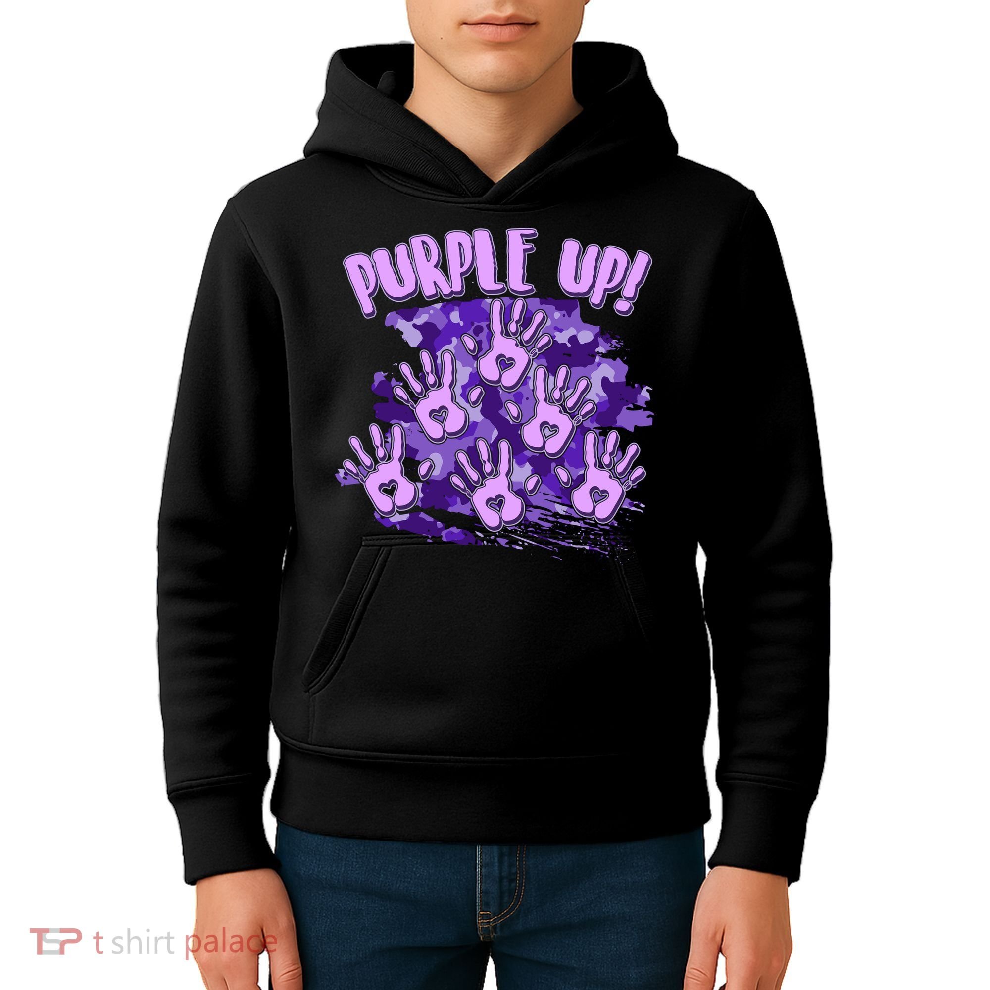 Cool Purple Camouflage Camo Hand Prints Kids Hoodie