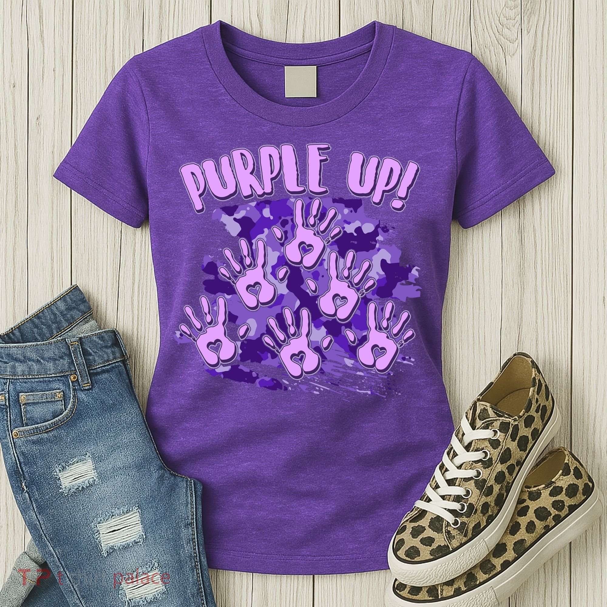 Cool Purple Camouflage Camo Hand Prints Women's T-Shirt