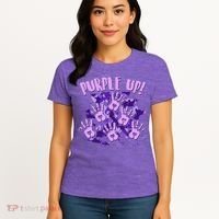 Cool Purple Camouflage Camo Hand Prints Women's T-Shirt thumb 4