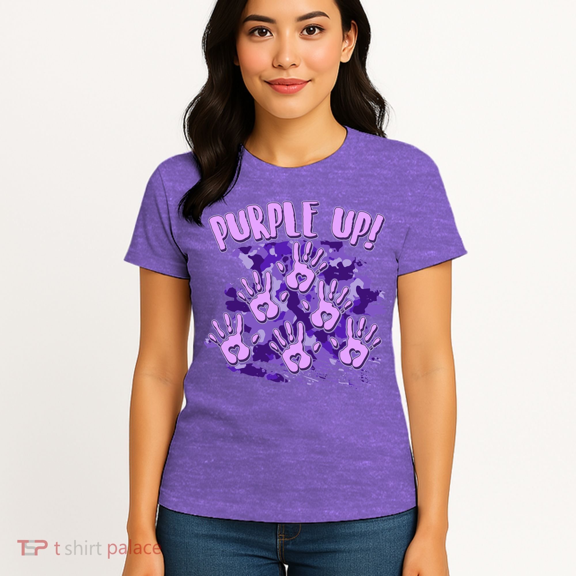 Cool Purple Camouflage Camo Hand Prints Women's T-Shirt