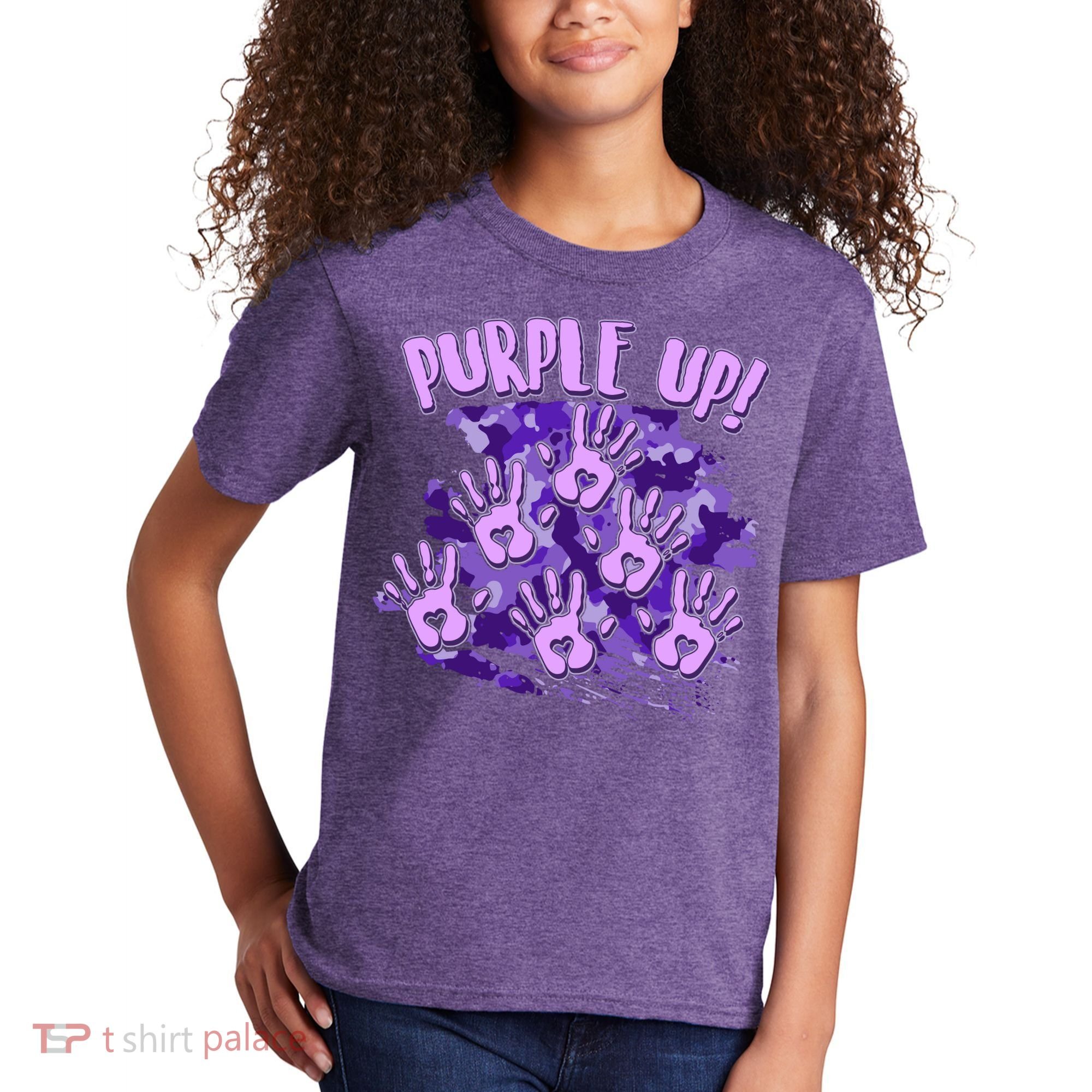Cool Purple Camouflage Camo Hand Prints Kids T-Shirt