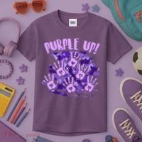 Cool Purple Camouflage Camo Hand Prints Kids T-Shirt thumb 3