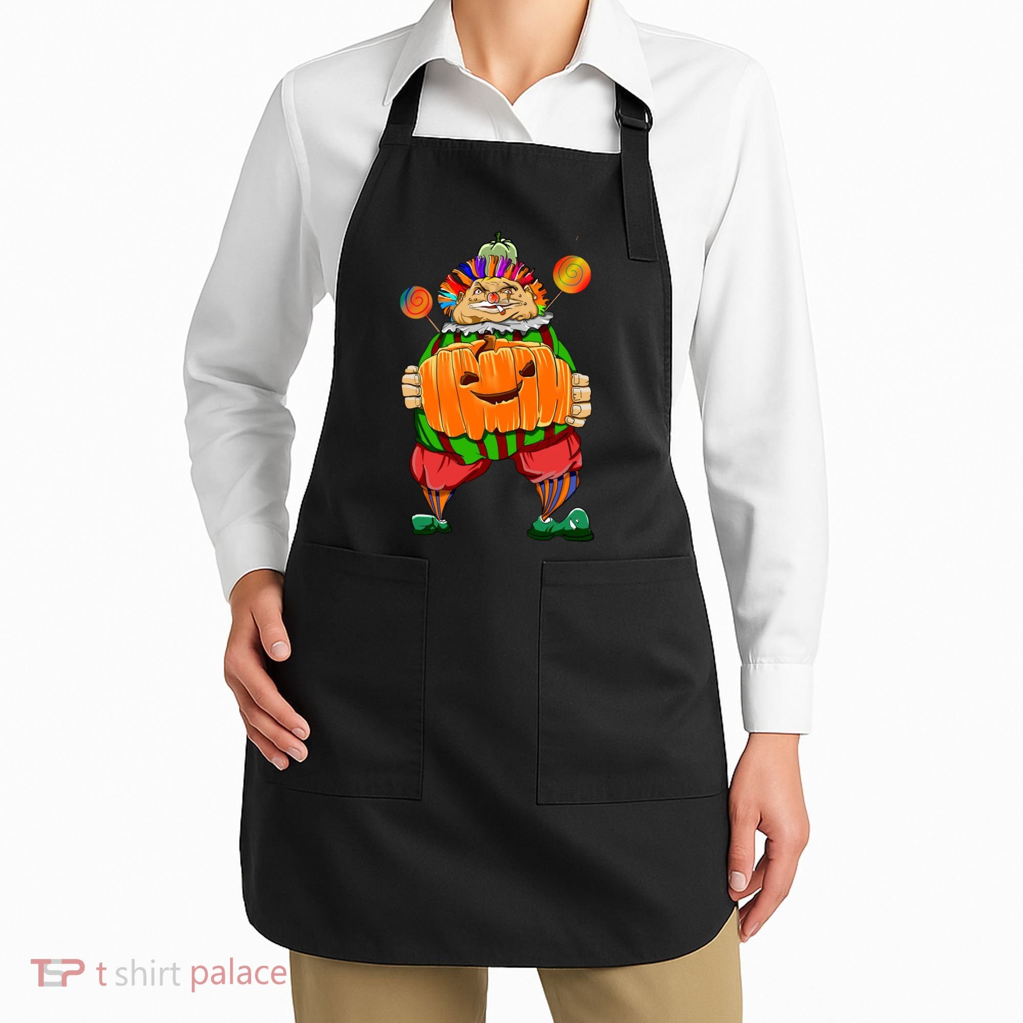 Clown Pumpkin Creepy Halloween Apron