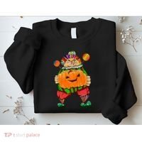 Clown Pumpkin Creepy Halloween Sweatshirt thumb 2