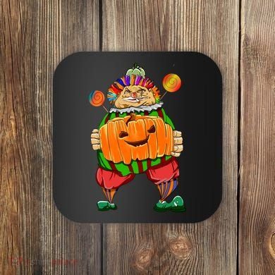 Clown Pumpkin Creepy Halloween Coaster