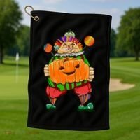 Clown Pumpkin Creepy Halloween Golf Towel thumb 1