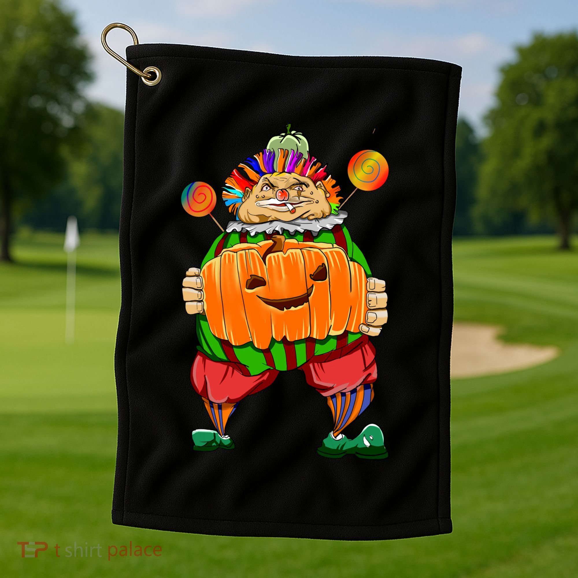 Clown Pumpkin Creepy Halloween Golf Towel