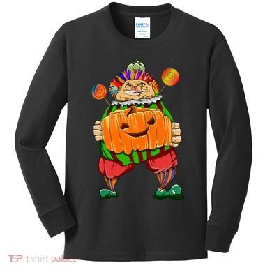 Clown Pumpkin Creepy Halloween Kids Long Sleeve Shirt