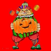 Clown Pumpkin Creepy Halloween Santa Hat thumb 1