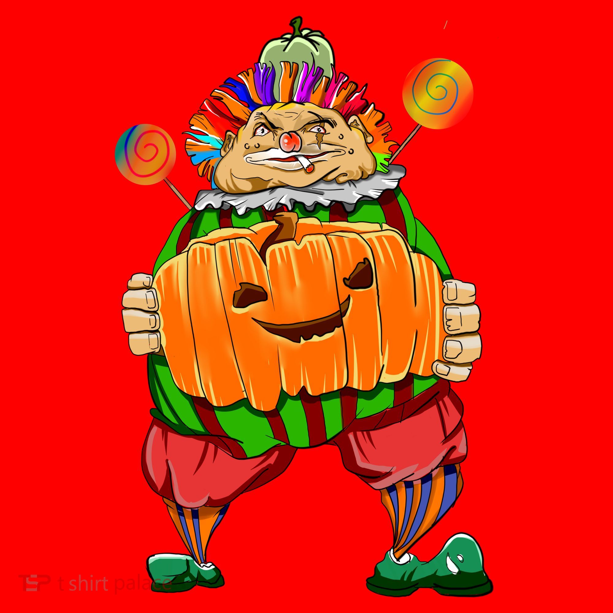 Clown Pumpkin Creepy Halloween Santa Hat