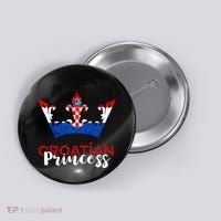 Croatian Princess Crown Croatia Croatian Flag Croatian Pride Button thumb 0