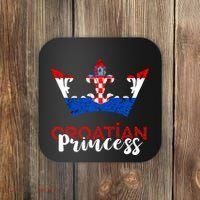 Croatian Princess Crown Croatia Croatian Flag Croatian Pride Coaster thumb 0