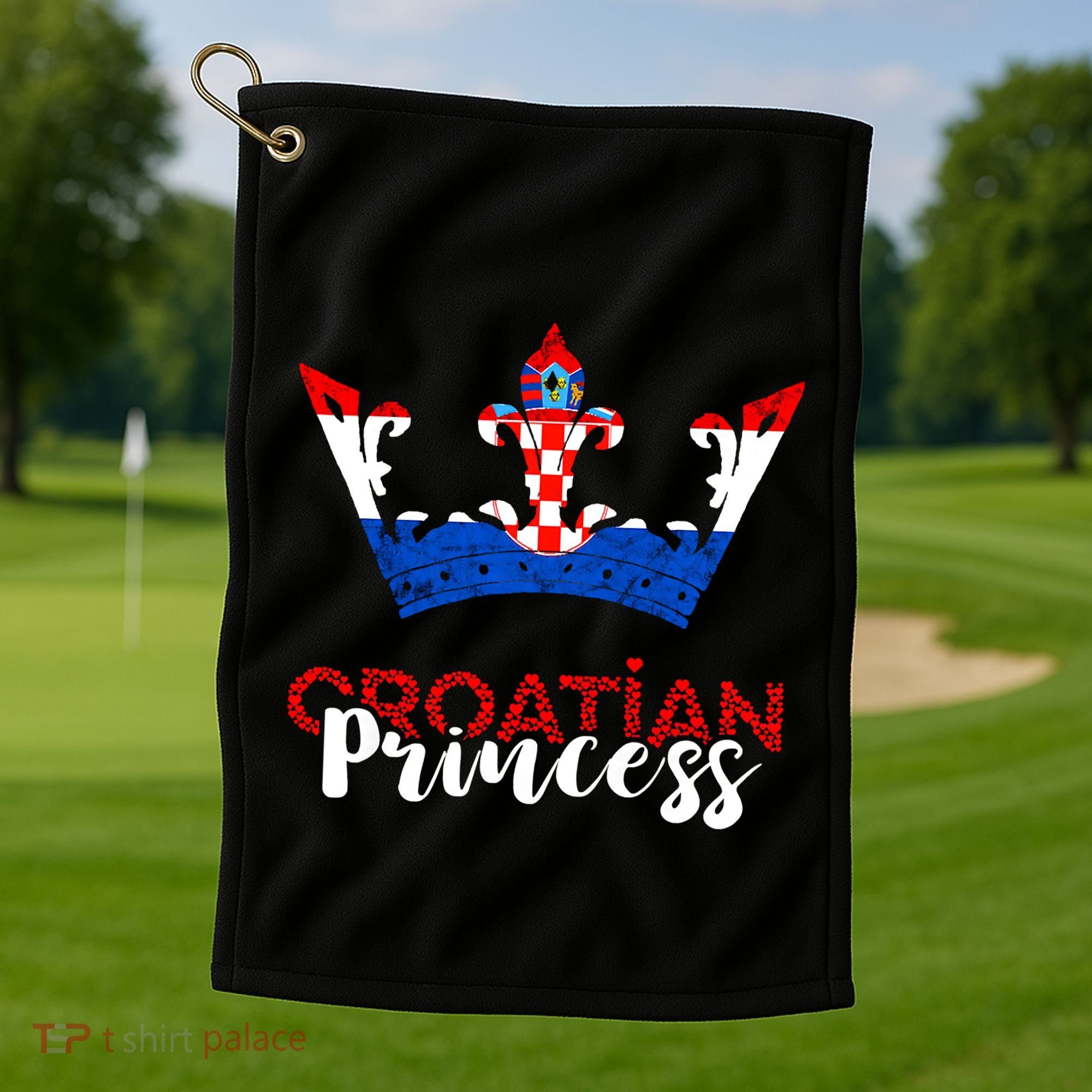 Croatian Princess Crown Croatia Croatian Flag Croatian Pride Golf Towel
