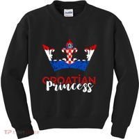 Croatian Princess Crown Croatia Croatian Flag Croatian Pride Kids Sweatshirt thumb 0