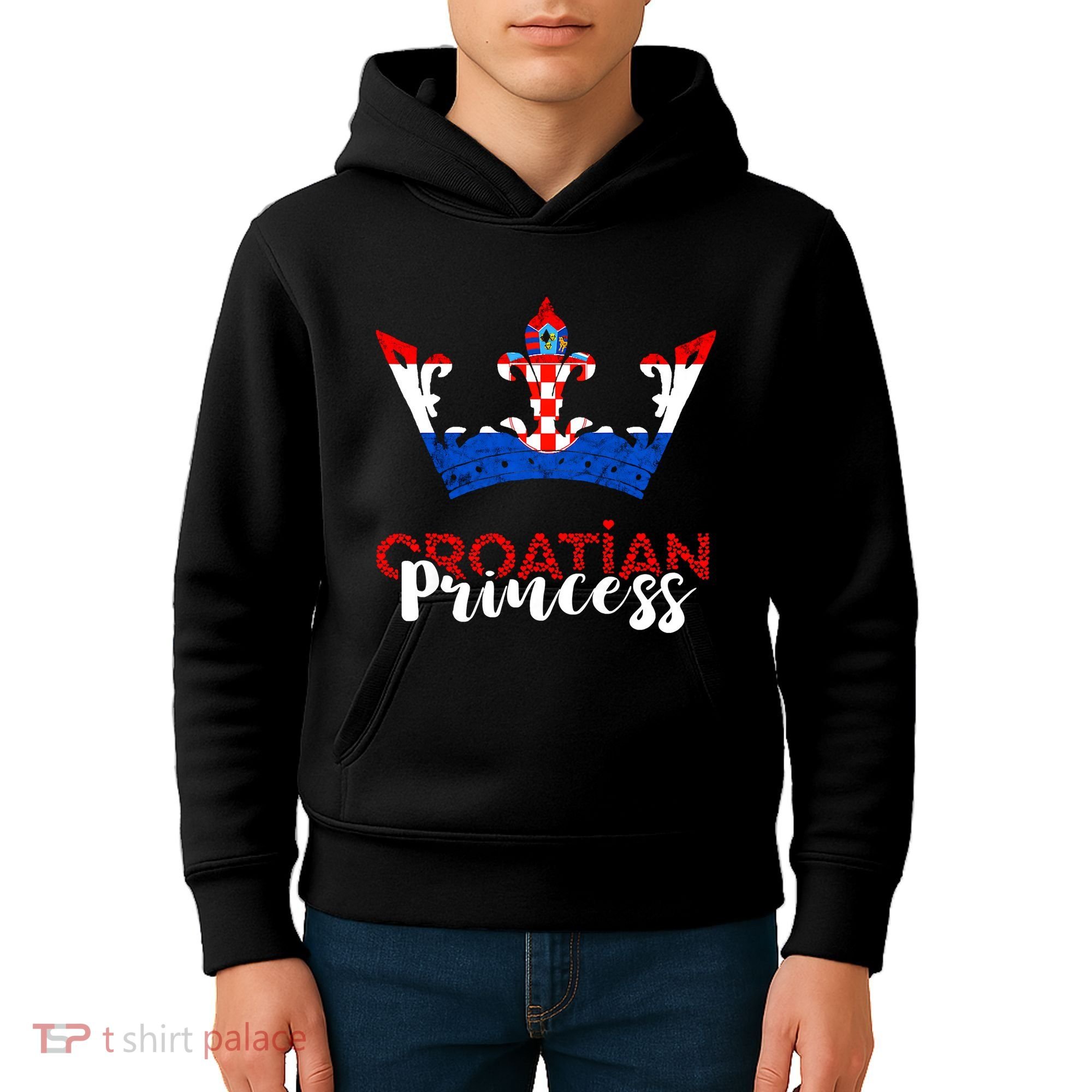 Croatian Princess Crown Croatia Croatian Flag Croatian Pride Kids Hoodie