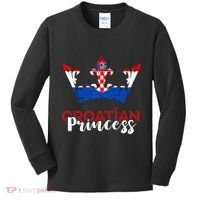 Croatian Princess Crown Croatia Croatian Flag Croatian Pride Kids Long Sleeve Shirt thumb 0