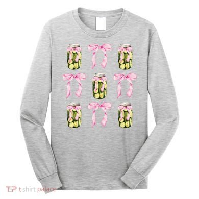 Canned Pickle Coquette Bows With Cute Pickle Jar Long Sleeve Shirt