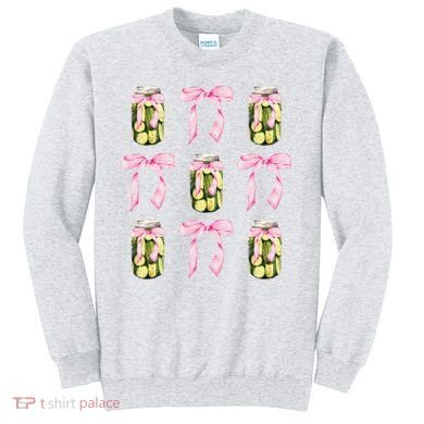 Canned Pickle Coquette Bows With Cute Pickle Jar Sweatshirt