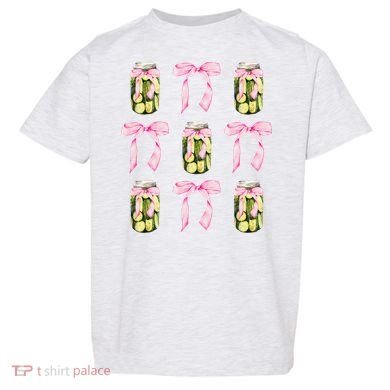Canned Pickle Coquette Bows With Cute Pickle Jar Toddler T-Shirt