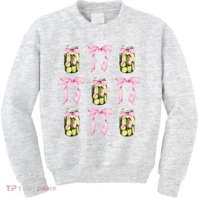 Canned Pickle Coquette Bows With Cute Pickle Jar Kids Sweatshirt