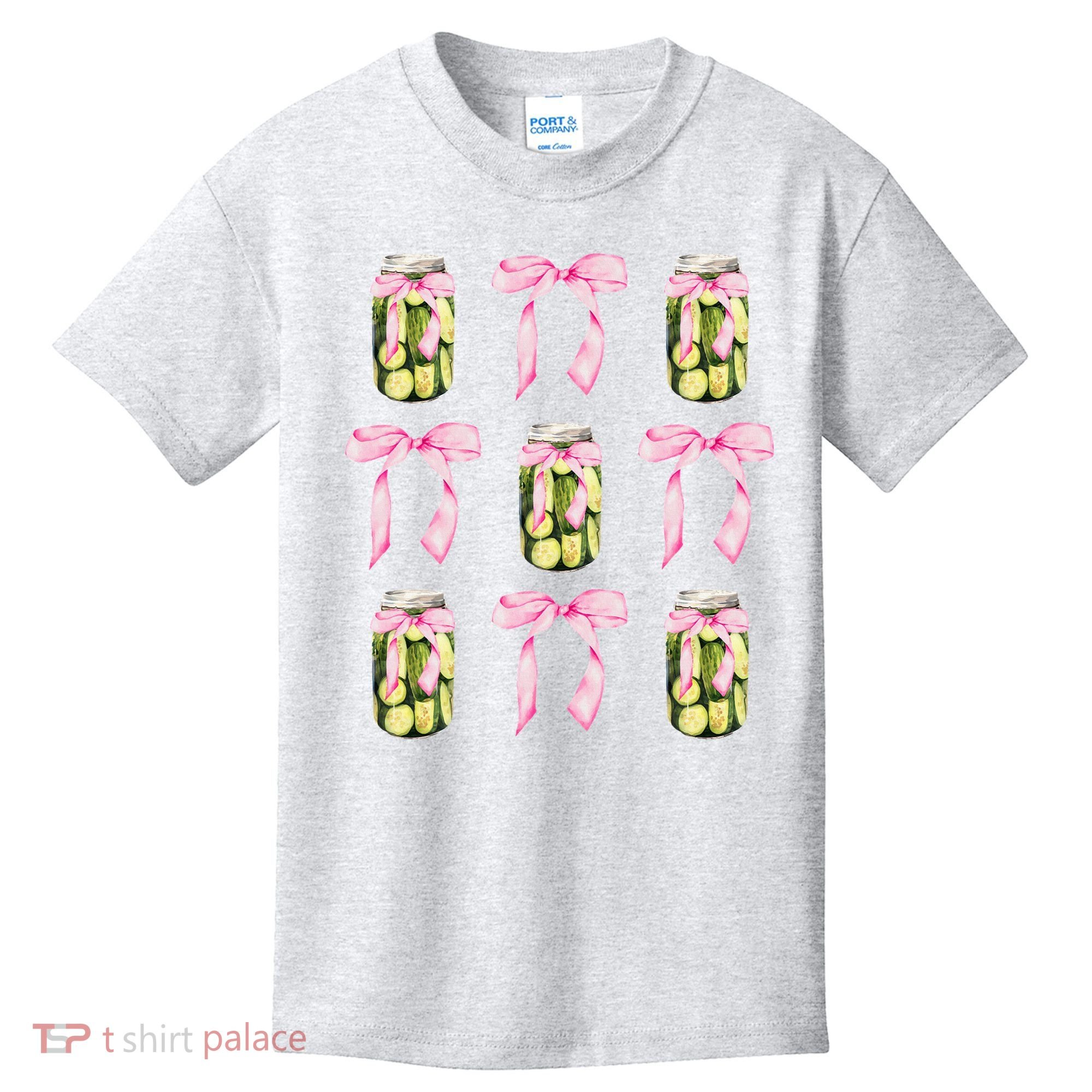 Canned Pickle Coquette Bows With Cute Pickle Jar Kids T-Shirt
