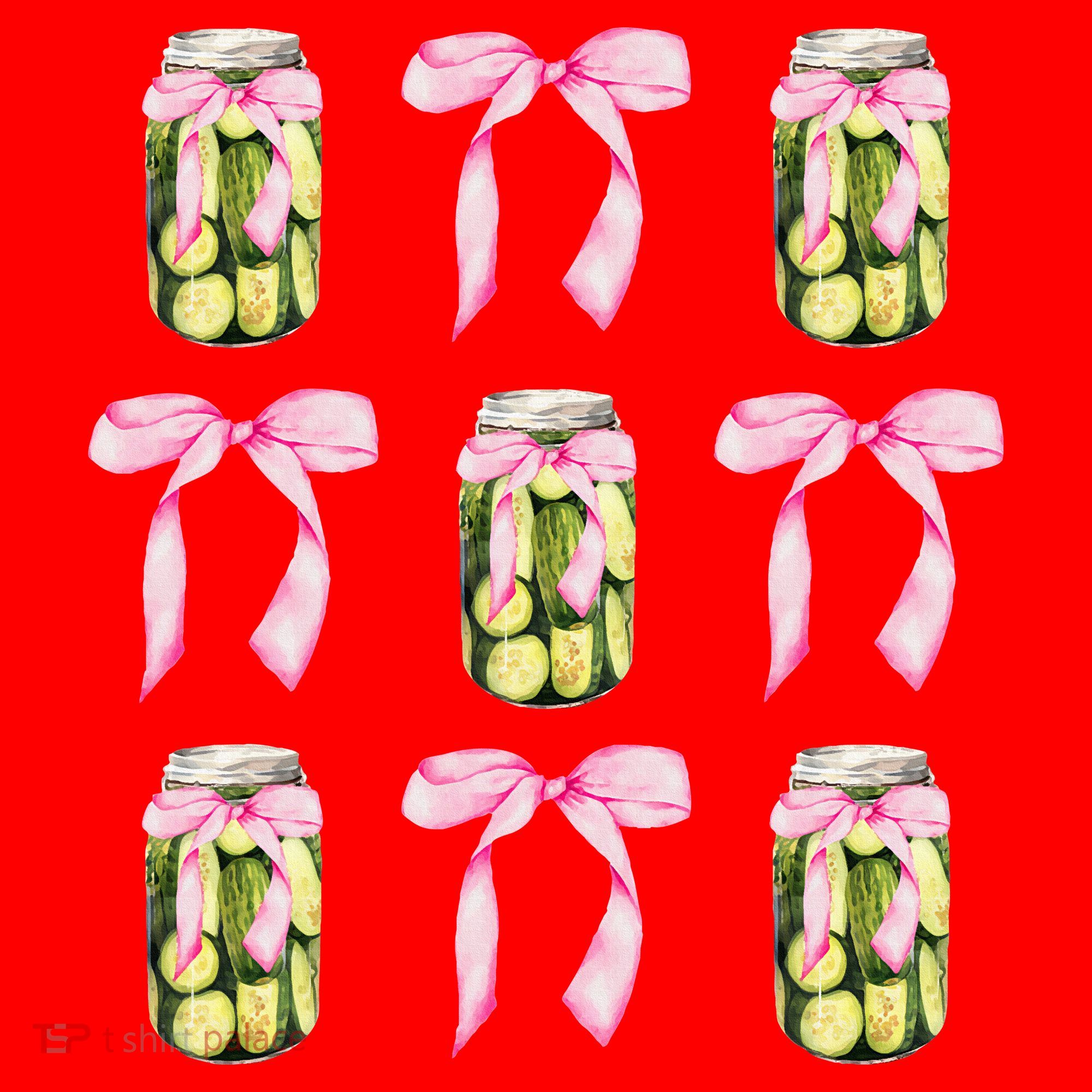 Canned Pickle Coquette Bows With Cute Pickle Jar Santa Hat