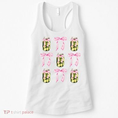 Canned Pickle Coquette Bows With Cute Pickle Jar Women's Tank Top