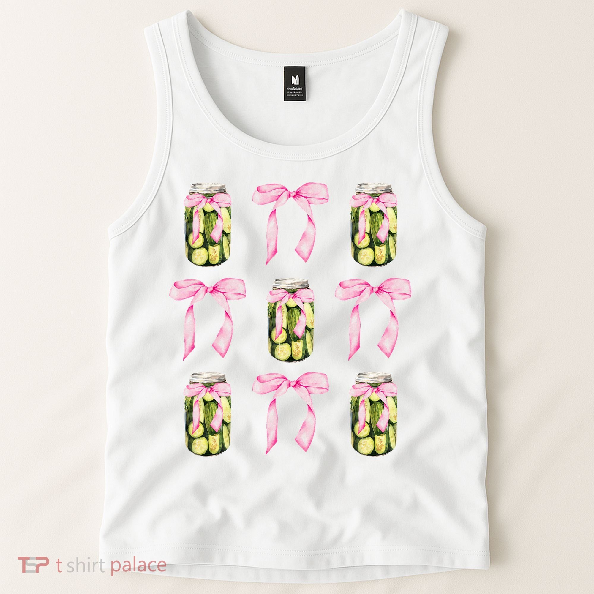 Canned Pickle Coquette Bows With Cute Pickle Jar Tank Top