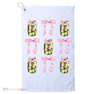 Canned Pickle Coquette Bows With Cute Pickle Jar Golf Towel