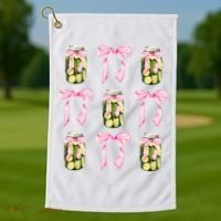 Canned Pickle Coquette Bows With Cute Pickle Jar Golf Towel thumb 1