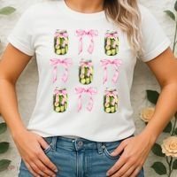 Canned Pickle Coquette Bows With Cute Pickle Jar Women's T-Shirt thumb 2