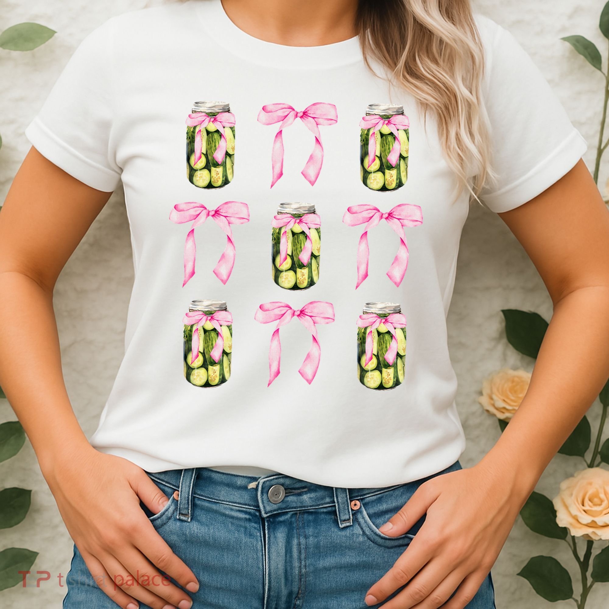 Canned Pickle Coquette Bows With Cute Pickle Jar Women's T-Shirt