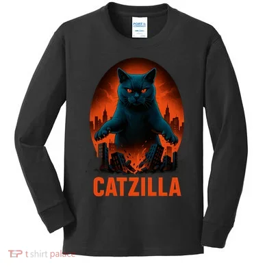 Catzilla Pose Kids Long Sleeve Shirt