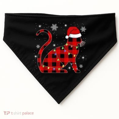 Christmas Plaid Cat Holiday Cute USA-Made Doggie Bandana