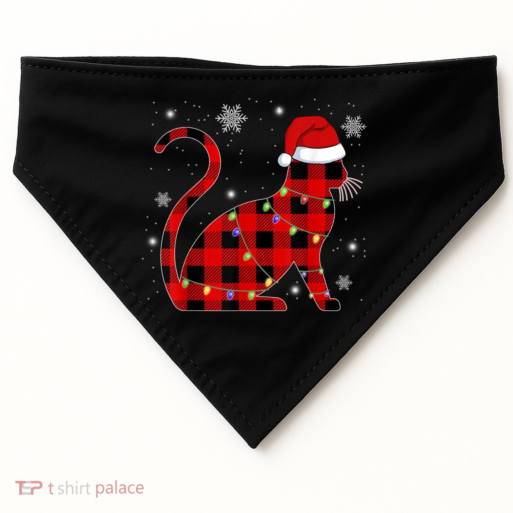 Christmas Plaid Cat Holiday Cute USA-Made Doggie Bandana