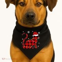 Christmas Plaid Cat Holiday Cute USA-Made Doggie Bandana thumb 1