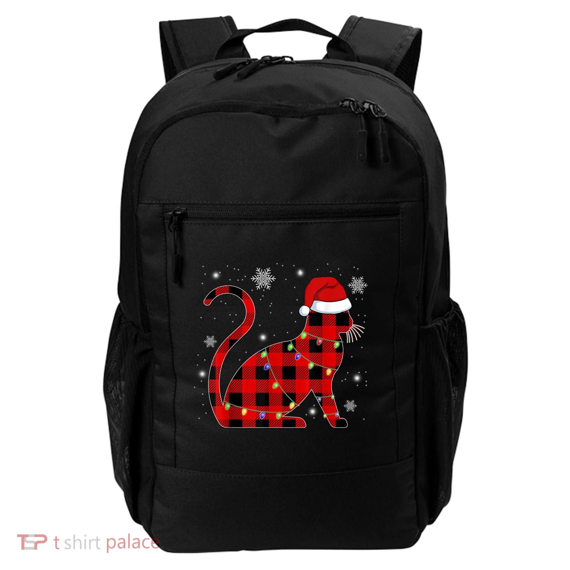 Christmas Plaid Cat Holiday Cute Backpack