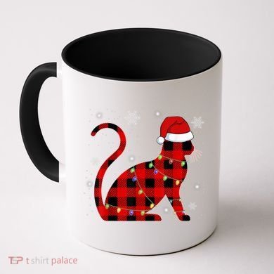 Christmas Plaid Cat Holiday Cute Coffee Mug