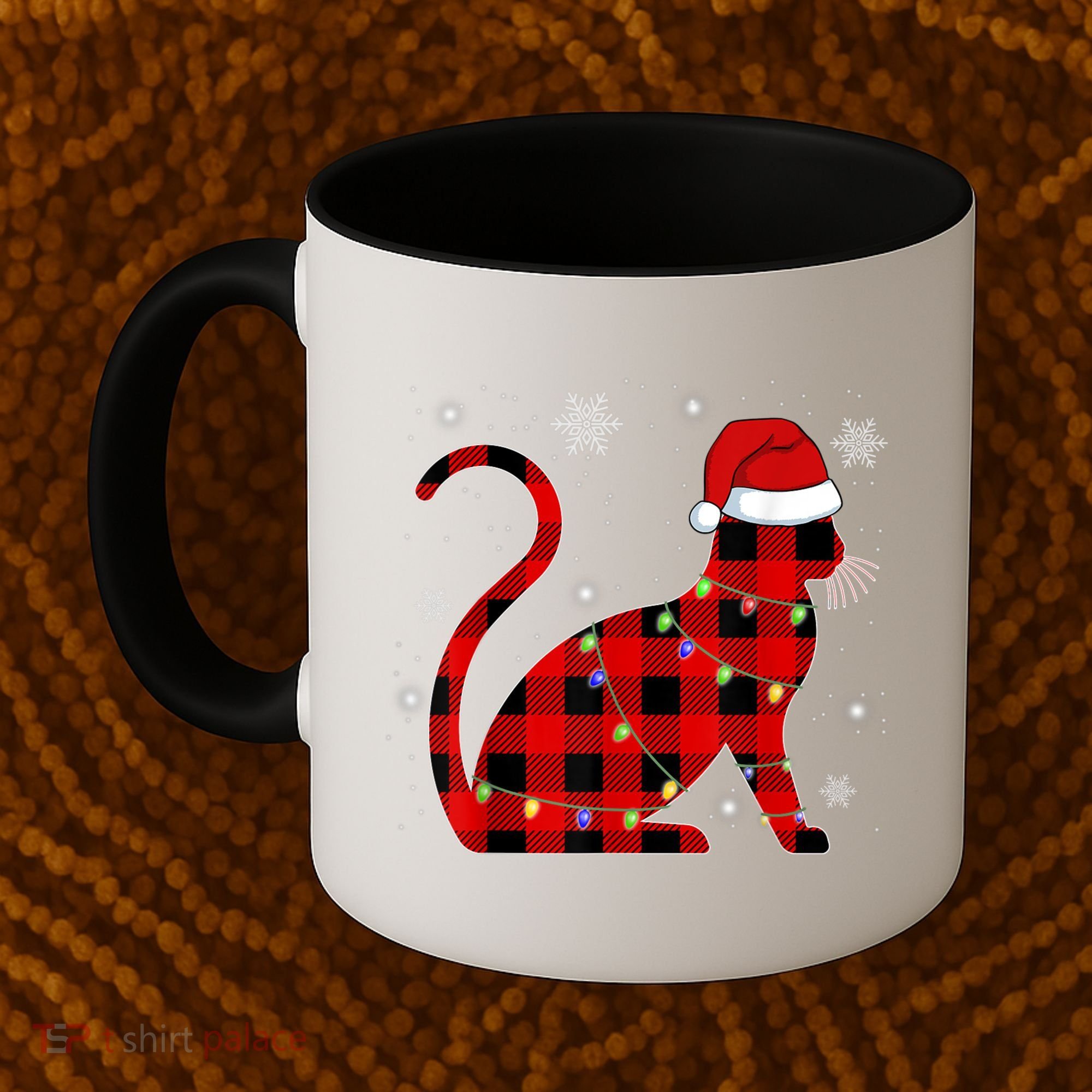 Christmas Plaid Cat Holiday Cute Coffee Mug