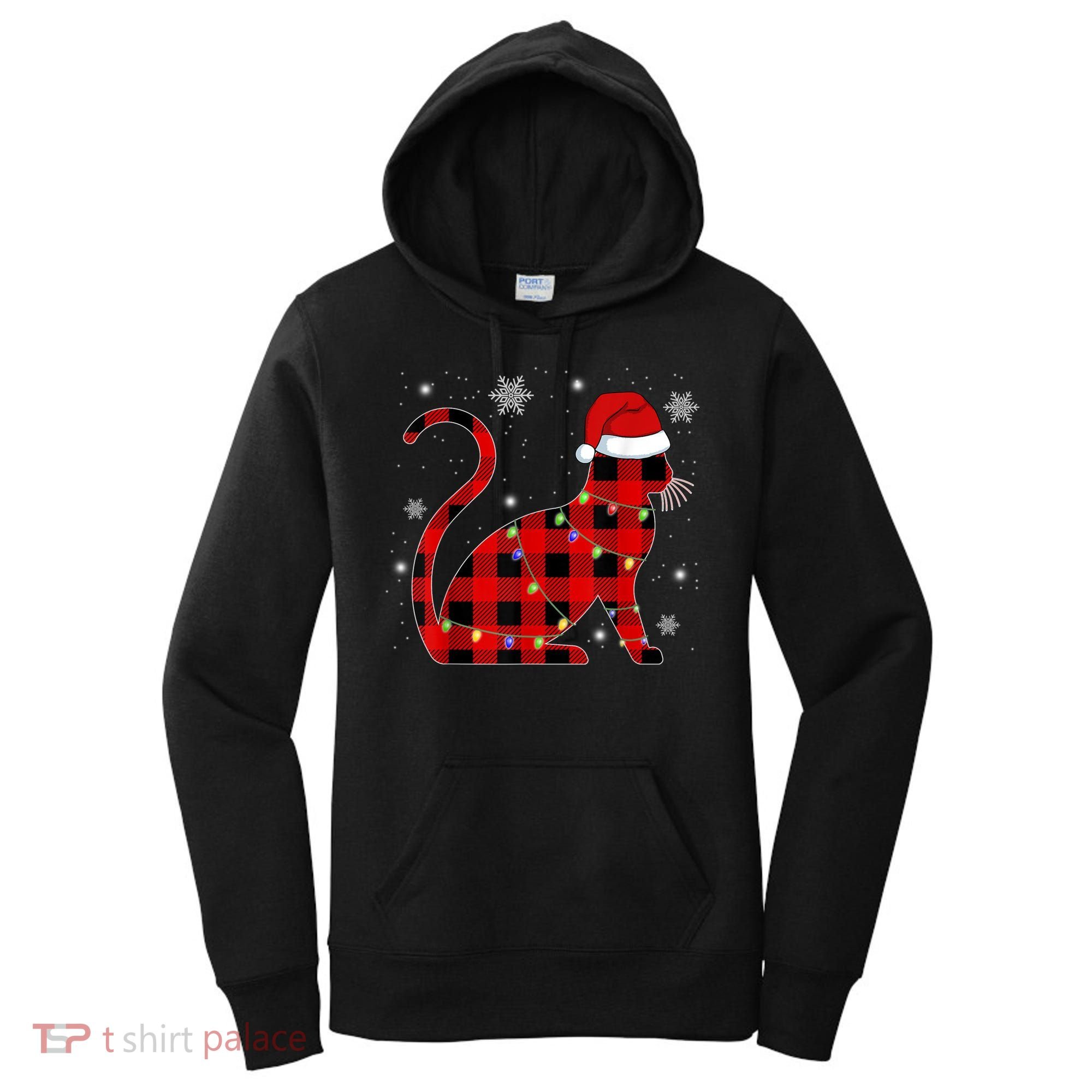Christmas Plaid Cat Holiday Cute Women's Hoodie