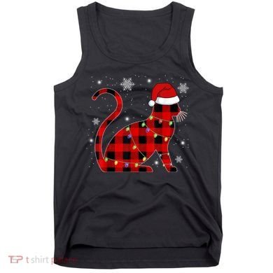 Christmas Plaid Cat Holiday Cute Tank Top