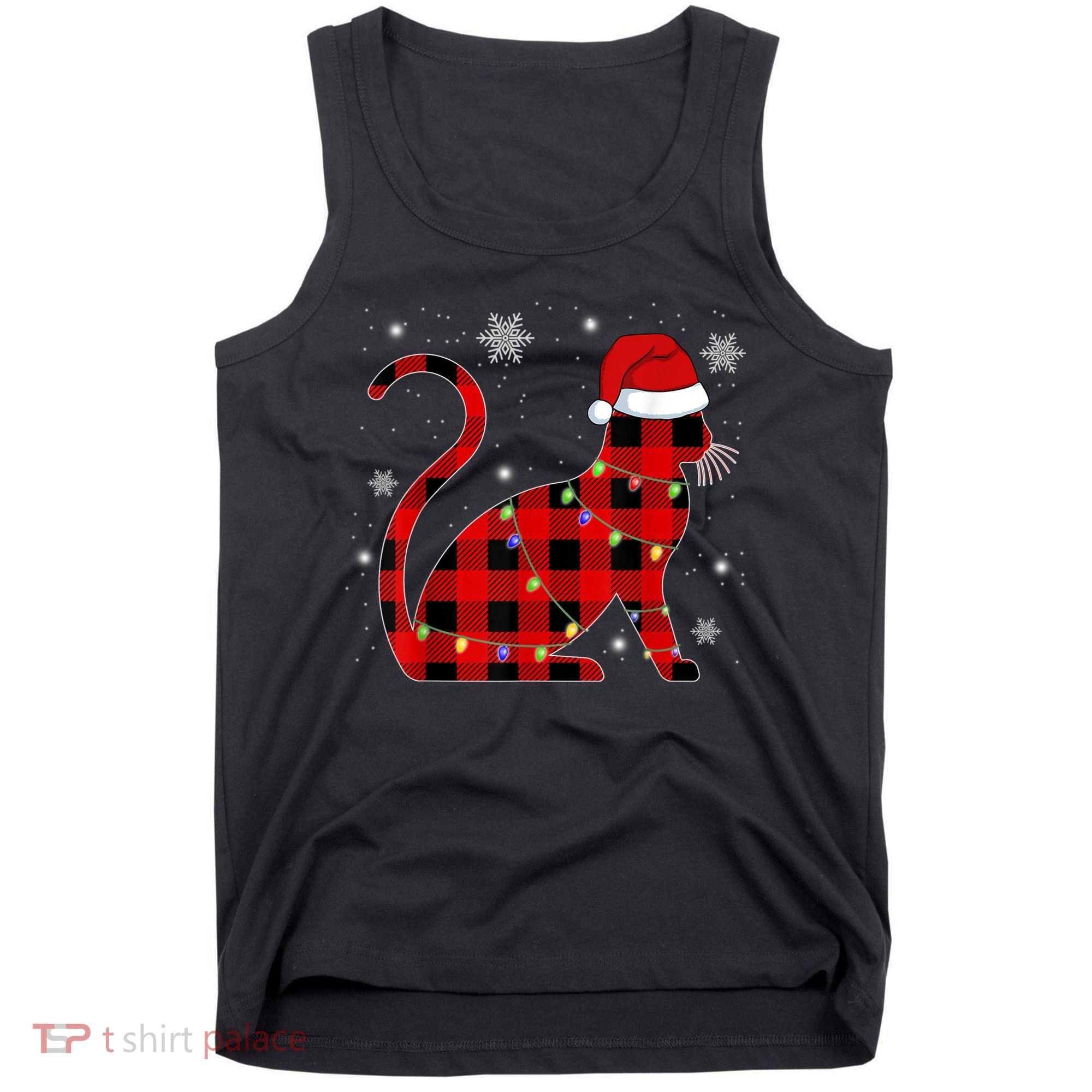 Christmas Plaid Cat Holiday Cute Tank Top