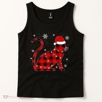 Christmas Plaid Cat Holiday Cute Tank Top thumb 2