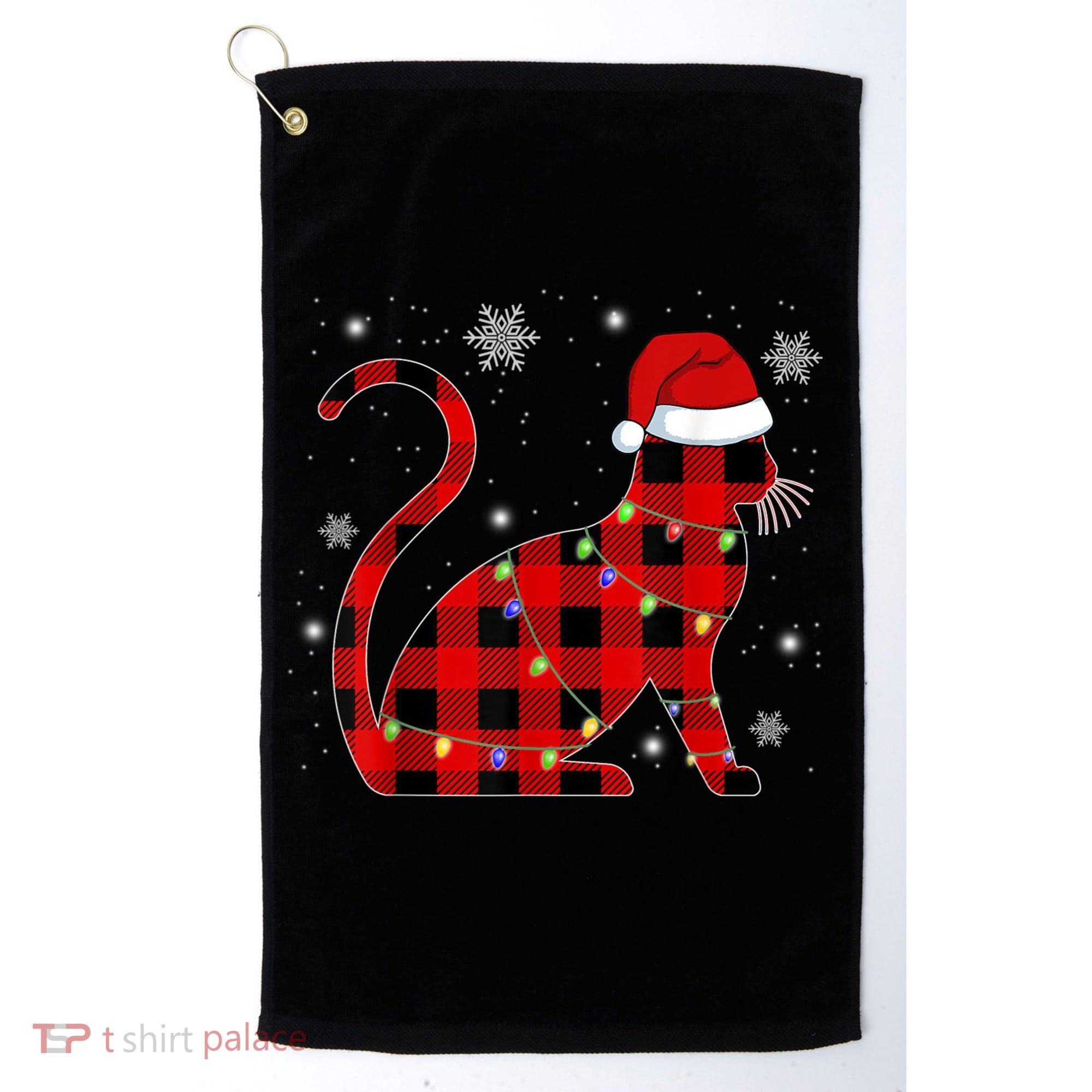 Christmas Plaid Cat Holiday Cute Golf Towel