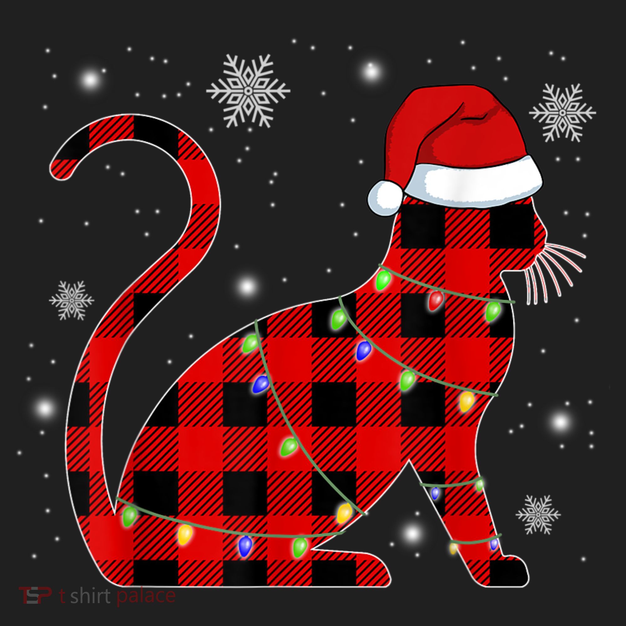Christmas Plaid Cat Holiday Cute Golf Towel